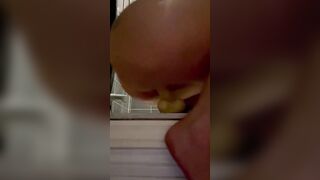 Long booty tattoo covered pawg goddess and vulgar morning ride her vibrator inside the shower