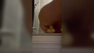 Long booty tattoo covered pawg goddess and vulgar morning ride her vibrator inside the shower