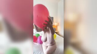 Birthday balloon long boob bouncing