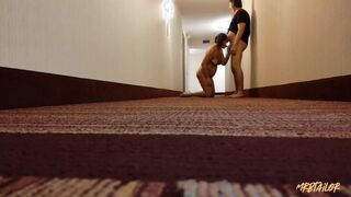 Scared sex inside hotel hallway
