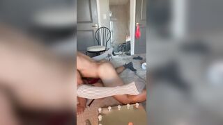 Fucks sex toy while BF jerks off from me squirting