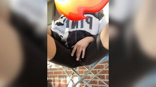Lusty Lightskin Masturbates Outdoors While Smoking