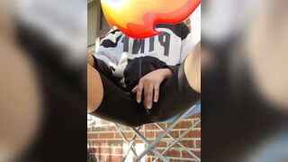 Lusty Lightskin Masturbates Outdoors While Smoking