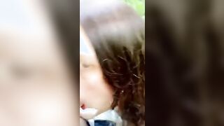 Amateur lovers Blow job outdoors