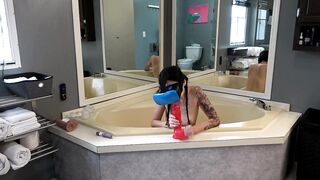 100lb Dark Hair vs Monster Toy with Bonus Bloopers and Sex Sex Toy