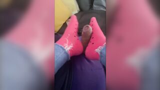 Amateur Sock Job Foot Job with Cum into Socks and Wearing them