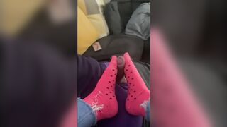 Amateur Sock Job Foot Job with Cum into Socks and Wearing them