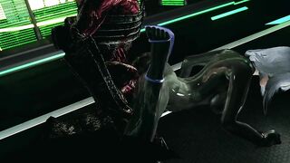 skyrim Bombshell latex catsuit Girl X monster