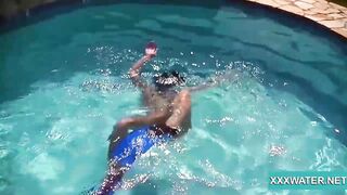Bae dark hair skank Candy swims underwater