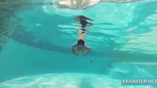 Bae dark hair skank Candy swims underwater