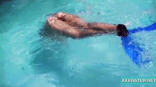 Bae dark hair skank Candy swims underwater