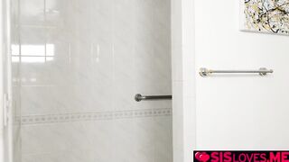Stepbrother filming Lilly Bell while she is taking a shower
