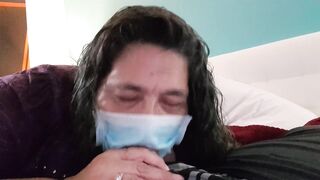 Milf blowjob with facemask covid 19
