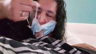 Milf blowjob with facemask covid 19