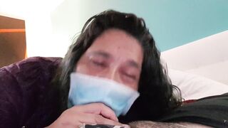 Milf blowjob with facemask covid 19