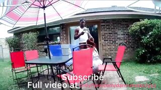 A Drone catches bbw dezzy giving huge african cock oral sex