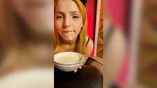 licking milk a adorable kitten