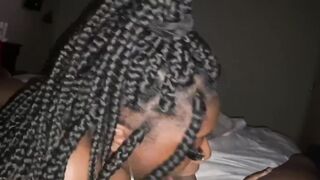She enjoy blowing cock with her foot up 