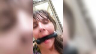 Bad lil puppy skank makes mess on the floor with her Squirt