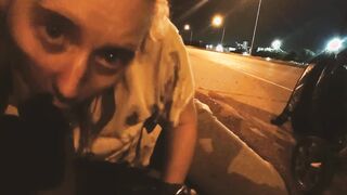 Sucking Off my man's cock on the side of interstate 482