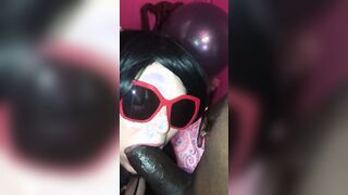 MommaScarlet Worships big black dick ball licking, sucking off; tasting