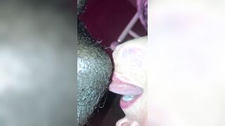 MommaScarlet Worships big black dick ball licking, sucking off; tasting