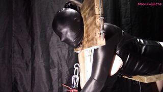 Spanked, vagina busted and boned on the pillory stockade