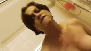 Wifey fucking suction cup sex toy til she ejaculates