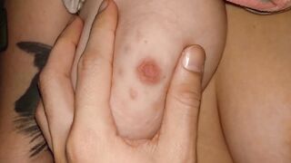 Stroking nipples into slow motion | Close up huge natural titted