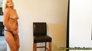 babe and Vulgar Skank Loves to Strip and Cum inside Her Chair