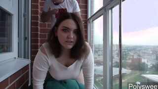 Rough sex on the balcony. The next door are shocked ...