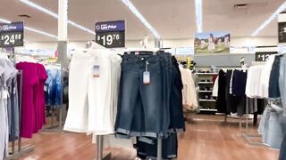 Stalker records chick inside WALMART outside! She Has no Lingerie