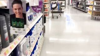 Stalker records chick inside WALMART outside! She Has no Lingerie