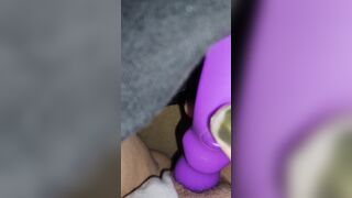 Bushy vagina bbw cougar sneaks a quickie inside the living room while Daddy plays his game.