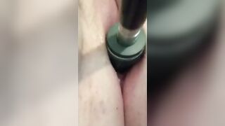 Close up see of mom creaming all over toy
