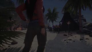 Fucking behind the bar with a long penis exhibitionism