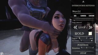 Fucking behind the bar with a long penis exhibitionism