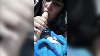 DARK HAIR MASTURBATION LIKING DILDO FELLATIO ORGASM