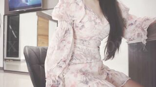 Wireless Dildo with Goddess chick Wear Floral Dress version two -xMassageLovex