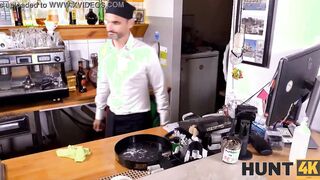 HUNT4K. Cafe worker desperately watches how his future fiance gets