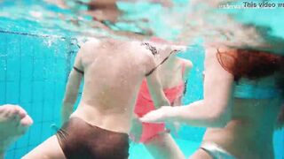 Avenna with Nina Mohnatka and Marketa swimming into the pool