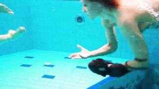 Avenna with Nina Mohnatka and Marketa swimming into the pool