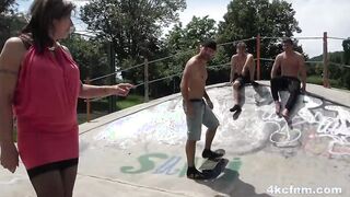 Old Lady goes to the skatepark - CFNM