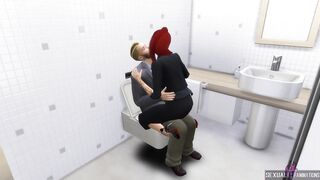 Office mates have sex inside the toilet - Erotic Beauty Animations