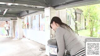 A Fiance Without a Bra Passing By at the Garbage