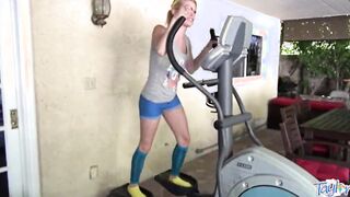 Adorable blonde eighteen plays with her cunt solo