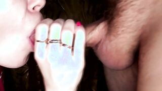Erotic oral sex to neighbors and his warm cum on his lips