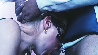 Blonde Whore Loves A Big African Dick Into Her Mouth