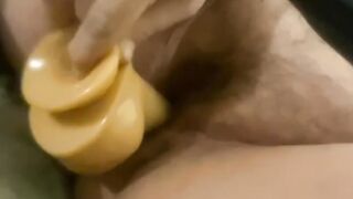 Having Fun with my unshaved vagina while I think of my work crush
