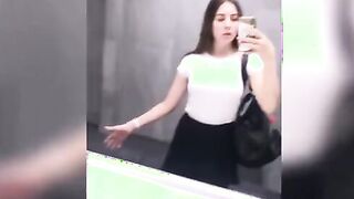 Hot Paulina gets freaky inside City & Fondling, having fun her Boobies & pee into Restroom